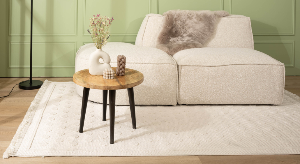 Japandi vloerkleed - Knit Dots wit categorie modern vloerkleed